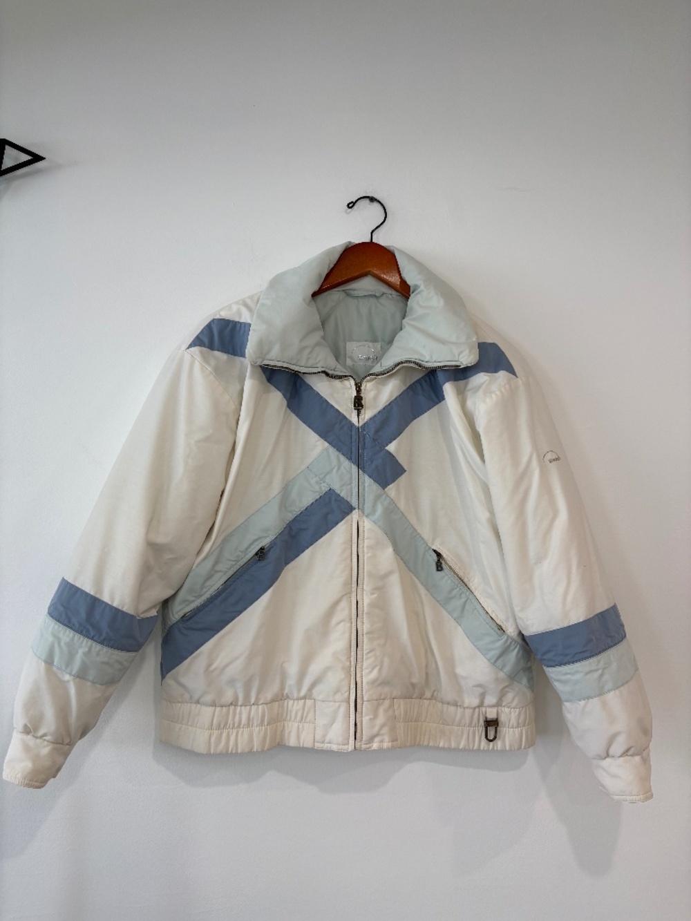 Bogner White Blue Ski Jacket Vintage Insulated Zip Up Winter Coat Women's